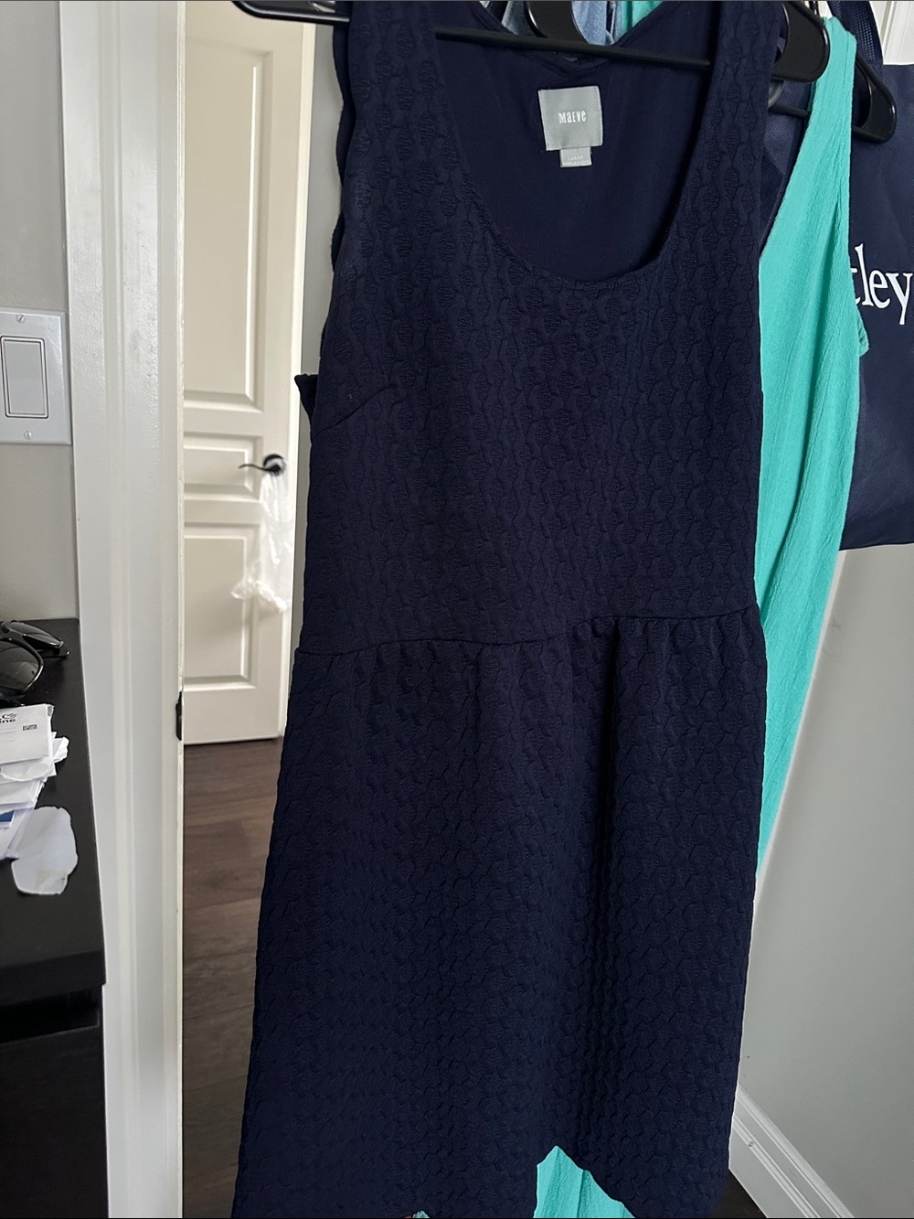 Mossimo Supply Co. Navy Textured Scoop-Neck Sleeveless Dress